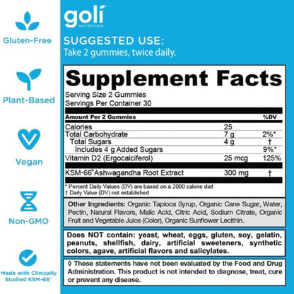 Goli Nutrition Ashwagandha Fruchtgummis - 60 Gummis - Kemberly® GmbH
