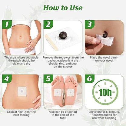 Mugwort Navel Patches – 30 Kräuterpflaster | Beifuß Detox Aufkleber für Bauchbereich & Wohlbefinden - Kemberly® GmbH