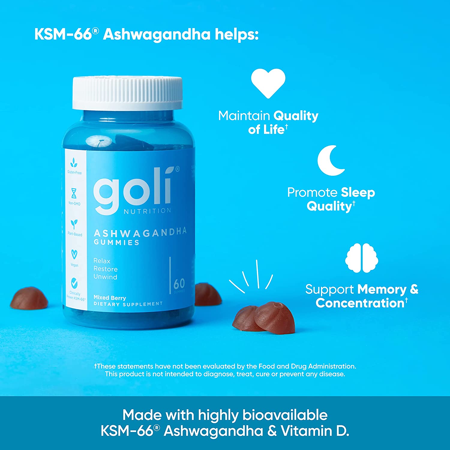 Goli Nutrition Ashwagandha Fruchtgummis - 60 Gummis - Kemberly® GmbH