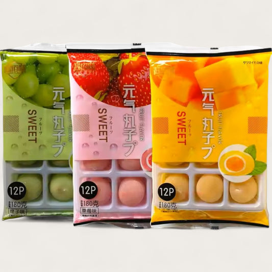 Japanische Mochi Frucht-Reiskuchen Erdbeere, Mango oder Traube